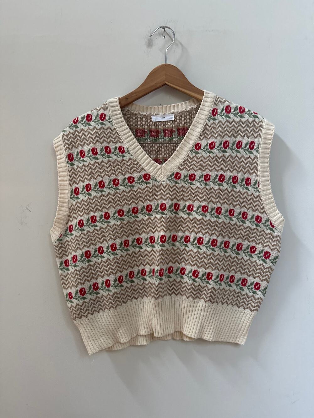 Found Anthropologie Knit Sweater Vest Floral Cottagecore Y2K Academia Preppy